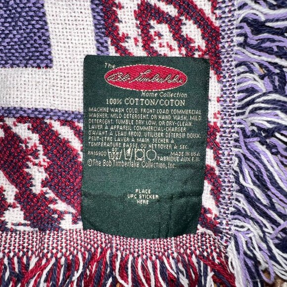 Bob Timberlake Home Throw Blanket Cotton Tapestry Winter RED WHT BLU Made in USA - Picture 5 of 12